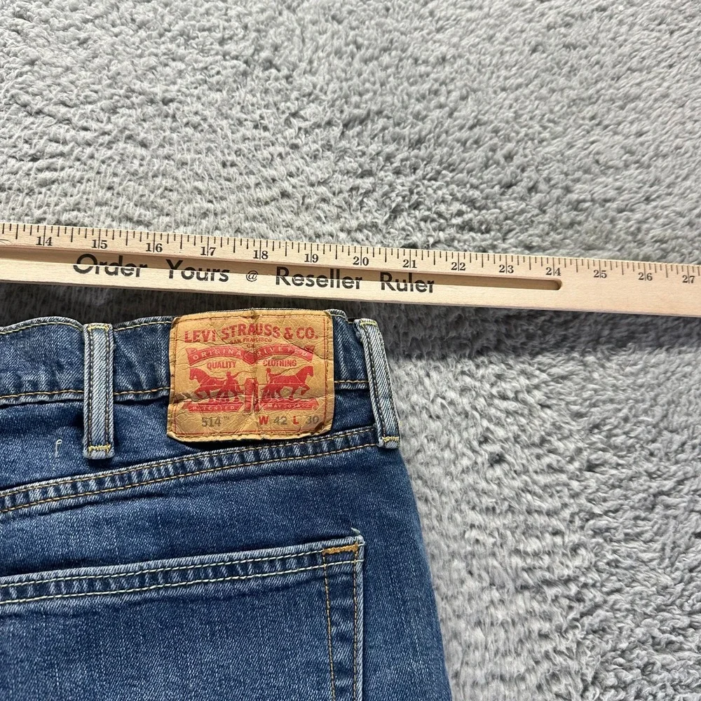 Levi's 514 Jeans Mens‎ 40x30 Blue Cotton Denim Straight Workwear Faded Stretch